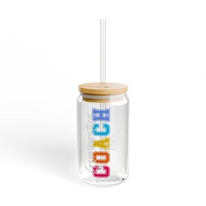 Custom Cheer Coach Gift Tumbler 16oz Personalized Cheerleading Gift Glass Sipper Iced Coffee Mug Gift Holiday Gift for Coach with Name image 5