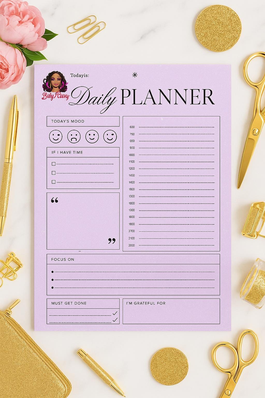 Bossy Girl Journey Undated Weekly Planner Binder - A6 Size, Maroon