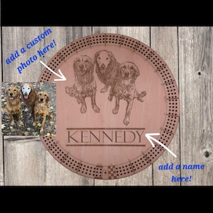 Custom Photo Cribbage Board | Personalized Engraved Wooden Game Board | Add Your Own Image & Text | Wall Hanging Gift for Any Occasion