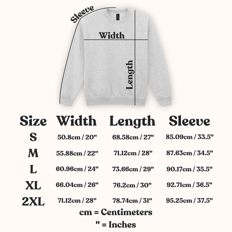 Size Guide: S / M / L / XL / 2XL