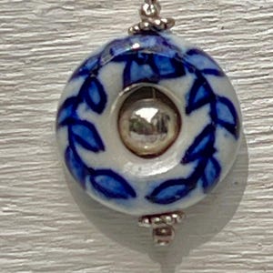 Delft Blue Willow Dainty Wreath Necklace