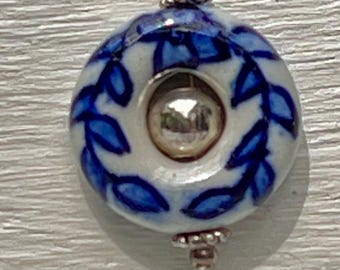 Delft Blue Willow Dainty Wreath Necklace