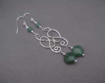 Moss Agate Eartings, Green Agate Earrings, Celtic Knot Earrings, Celtic Jewelry, Irish Jewelry