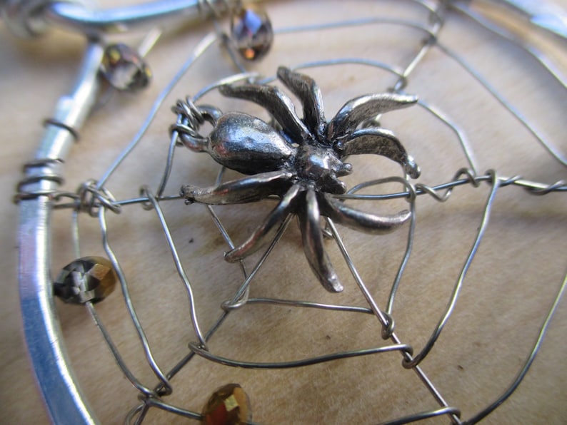 Spider Web Necklace Spider Web Pendant Swarovski Crystal Spider Web Spider Web Jewelry Halloween Necklace Halloween Jewelry image 3