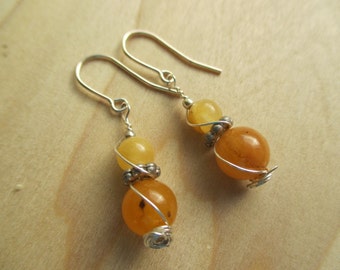 Citrine Earrings, Orange Earrings, Yellow Earrings, November Birthstone,  November gift, November birthday