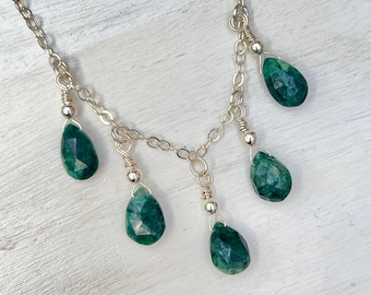 Malachite Faceted Teardrop Necklace