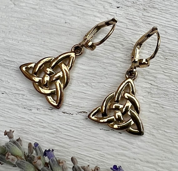 Vintage Copper Celtic Triquetra Earrings