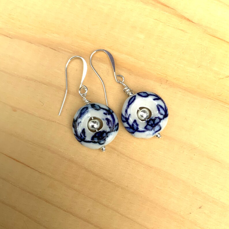 Delft Blue and White Flower Earrings image 8