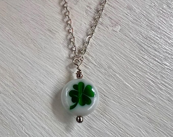 Dainty Ceramic Shamrock Necklace