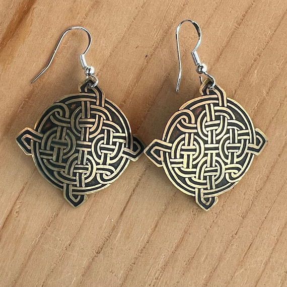 Vintage Celtic Knot Copper Earrings