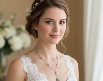 Celtic Heart and Pearl Bridal Necklace Pink or White Irish Bride