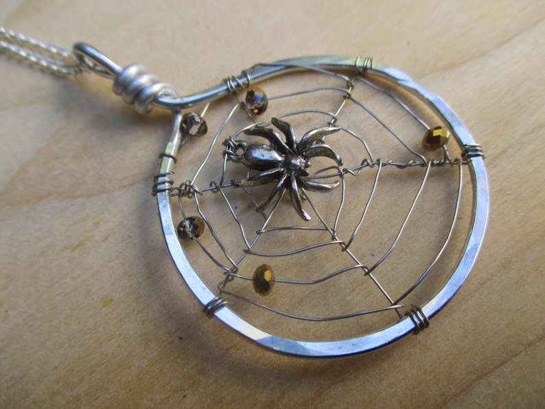 Spider Web Necklace Spider Web Pendant Swarovski Crystal Spider Web Spider Web Jewelry Halloween Necklace Halloween Jewelry image 2