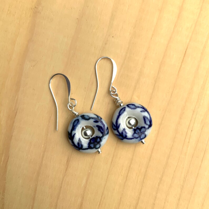 Delft Blue and White Flower Earrings image 6