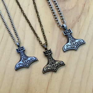 Thor&#39;s Hammer Necklace, Mens Necklace, Mens Pendant, Mjolnir Necklace, Viking Necklace, Viking Jewelry, Groomsmen Gift, Graduation Gift,