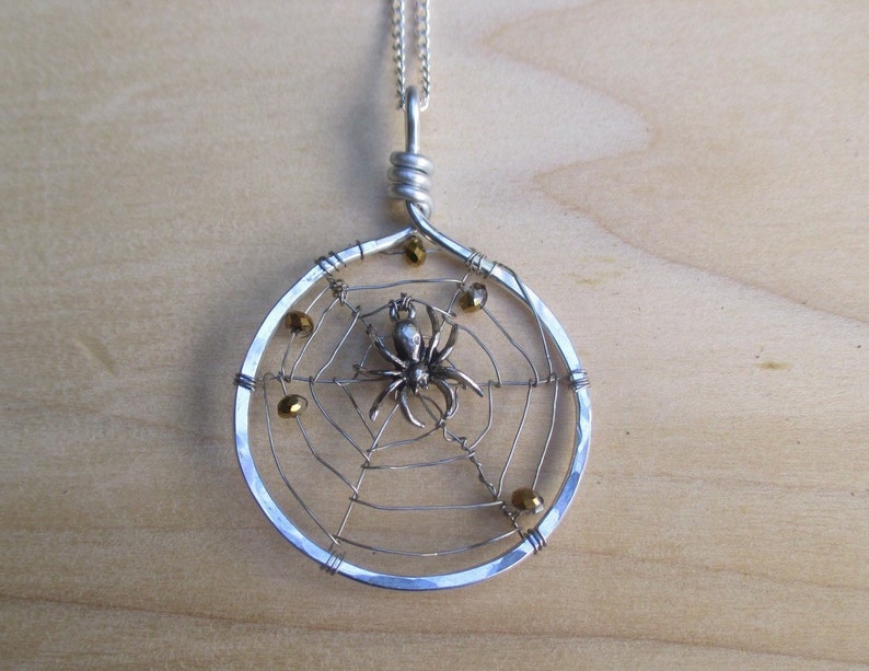 Spider Web Necklace Spider Web Pendant Swarovski Crystal Spider Web Spider Web Jewelry Halloween Necklace Halloween Jewelry image 1