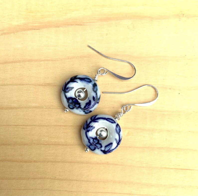 Delft Blue and White Flower Earrings image 7
