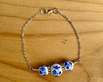 Blue and White Delft Flower Bracelet