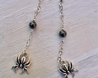 Spider Hematite Earrings