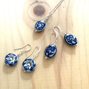 Delft Blue and White Flower Earrings image 3