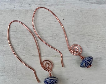 Delft  Ceramic Copper Earrings