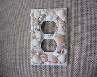 Seashell Light Switch Plate - Neutral Outlet Plate - Tans and White