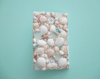 Seashell and seaglass Solid Single Plate Cover - White Tan Soft Aqua