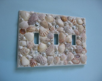 Seashell Light Switch Plate Cover - Triple light switchplate