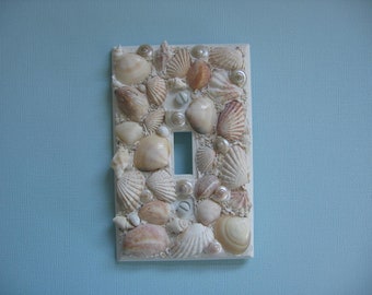 Seashell Encrusted Single Light Switch Plate Cover - Neutral