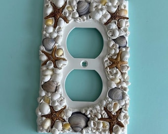 Starfish Seashells and Aqua Limpets and Glass Beads - Outlet Plate