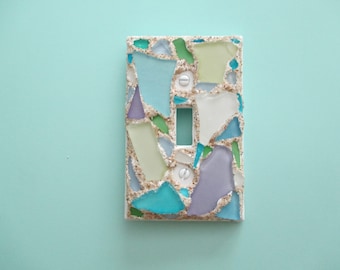 Seaglass Single Switch Plate Cover - Soft Coastal Pastel Glass
