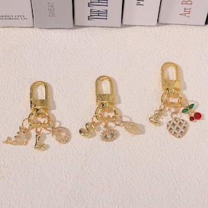 Personalized Gold Initial Bag Charm: Stainless Steel Keychain Accessory
