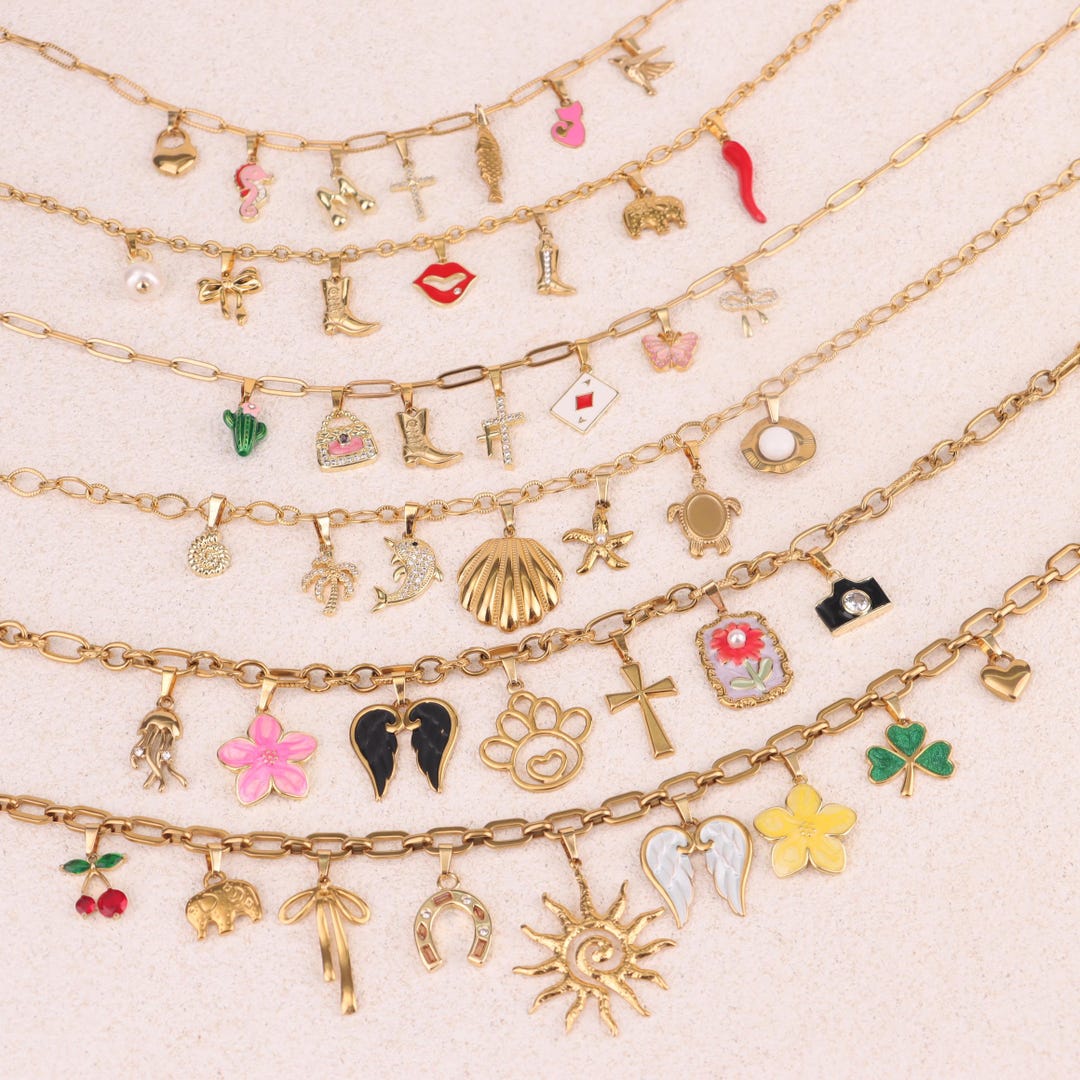 Build Your Own Custom Charm Necklace, Pick Your Charms, 18K Gold Charm ...