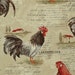 Rooster toile fabric country chicken French writing interior home decorating material 1 yard