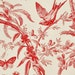 Red toile fabric bird flower interior home decorating material cotton by the yard