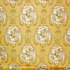 Yellow rooster fabric French country chicken toile interior home decorating material cotton traditional decor 1 yard image 2