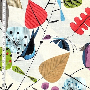 Scandinavian bird fabric retro butterfly bee funky home decorating material 1 yard