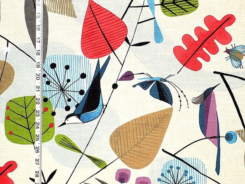 Scandinavian bird fabric retro butterfly bee funky home decorating material 1 yard image 1