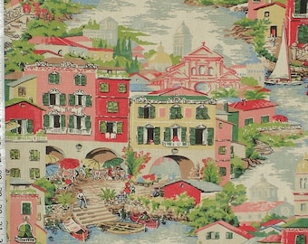 Venice fabric pink toile Italy Italian interior home decorating material cotton 1 yard