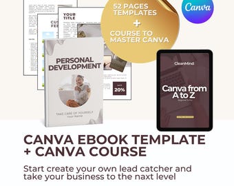 Canva eBook Template Bundle: 52-Page Lead Magnet + Canva Guide (Digital)
