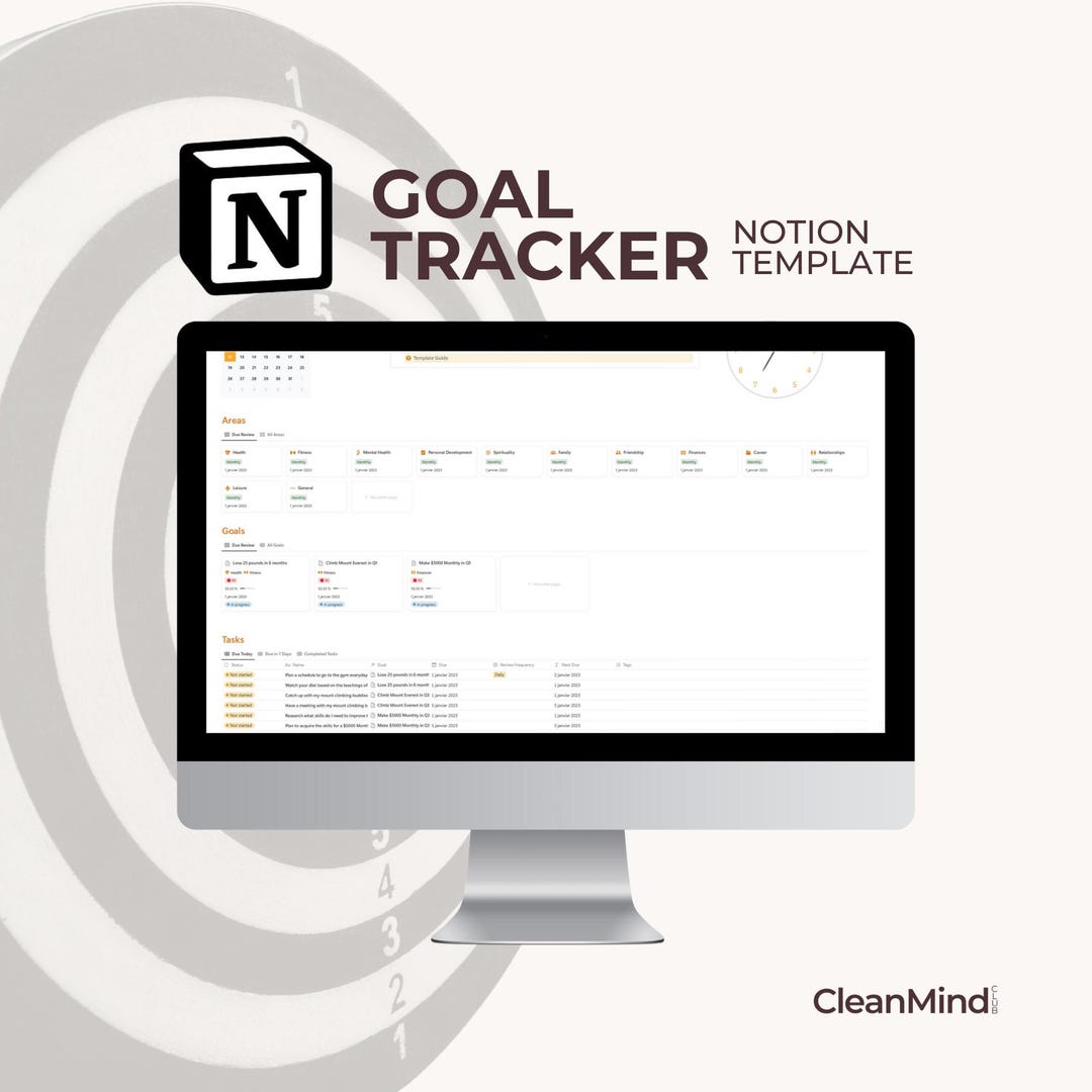 Notion Goal Tracker Template: Yearly & Monthly Planning (MRR/PLR) - Etsy