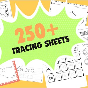 Tracing Activities for Pre-Schoolers, Alphabets Numbers Animals Lines Fruits Transport Tracing Pages, Handwriting, Homeschool Kindergarten