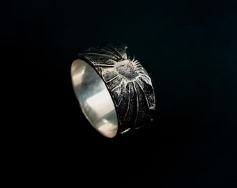 Dunkle Sonne Silber Ring - Sonne und Mond Verlobungsringe - Sterling Silber Ring für Männer - Breiter Einzigartiger Ehering