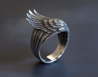 Sterling Silver Angel Wing Ring: Unique Feather Jewelry