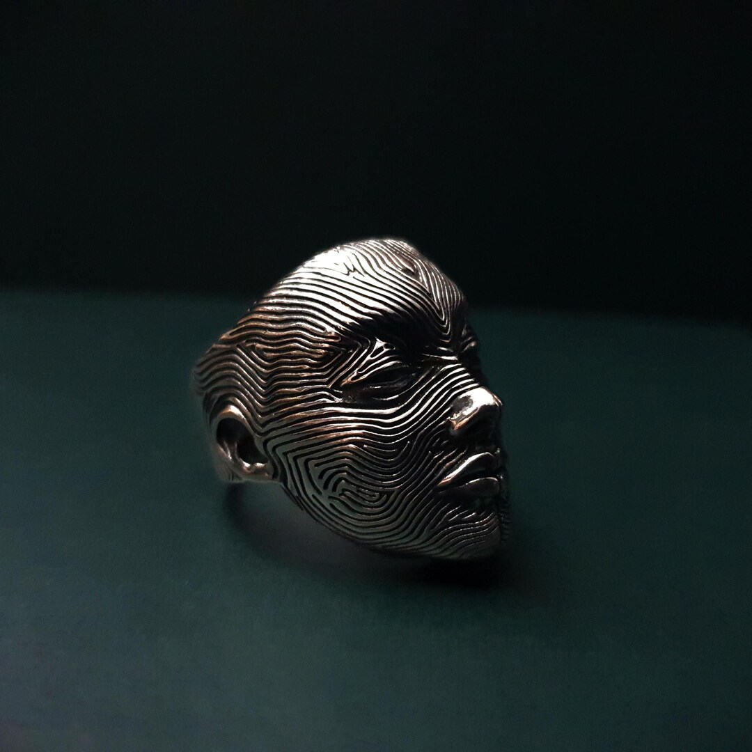 Human Form Rings Silver Face Ring: Futuristic Sacred Geometry Jewelry - Etsy