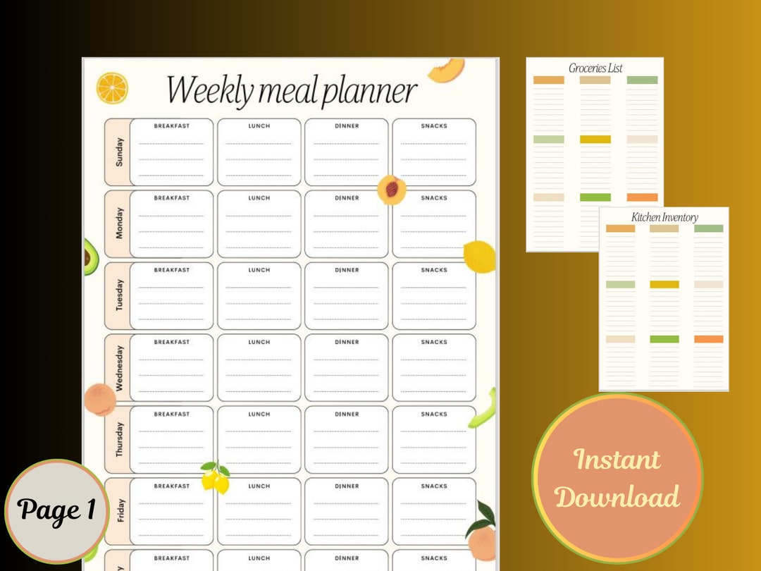 Printable Digital Meal Planner (PDF) - Etsy