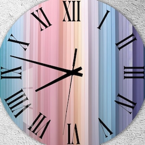 Tempered Glass Wall Clock, Artistic Wall Art, Minimalist Decorative Gift, Modern Wall Decor, Unique Gift Idea, Office Pastel Accent Decor