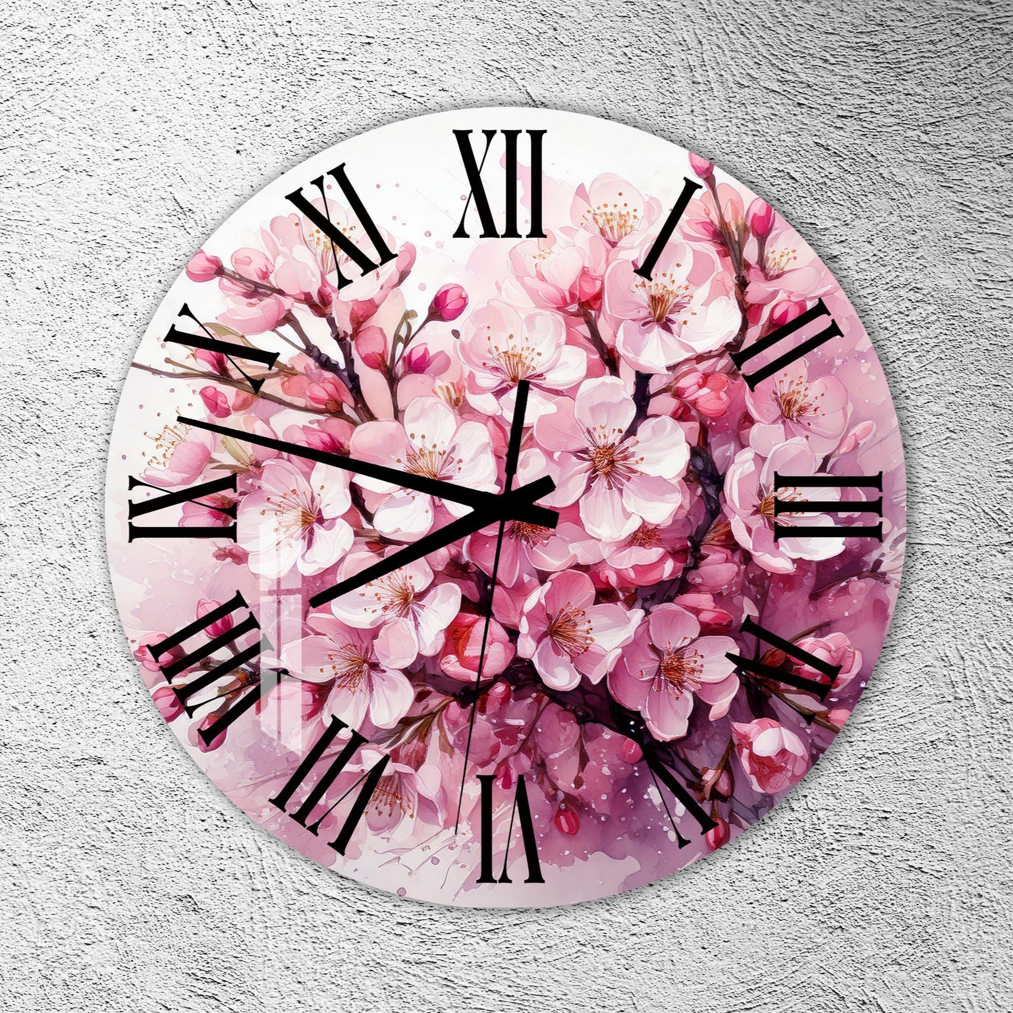Cherry Blossom Glass Wall Clock: Pink Floral Sakura Design - Etsy