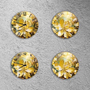 Picture of Tempered Glass Wall Clock, Floral Wall Clock, Fall Wall Art, Nature ...