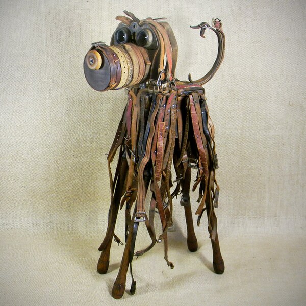 dog sculpture - assemblage - GNARLY - A Grooming Parlor Dropout - Reclaim2Fame