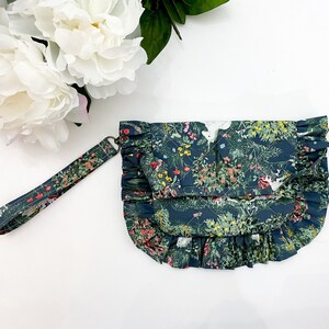 Pochette matelassée à rabat imprimé licorne, pochette coussin à volants, sac à bandoulière fleuri